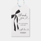 ブラックボウブライダルシャワーありがとう、メッセージカード ギフトタグ (正面)