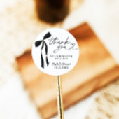 ブラックボウブライダルシャワーありがとう、メッセージカード ラウンドシール