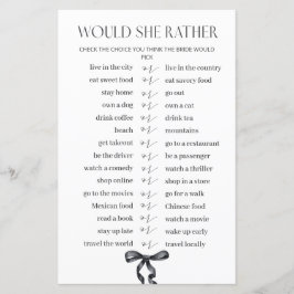 ブラックボウブライダルシャワーは彼女はむしろゲームだろう