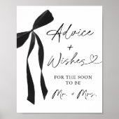 ブラックボウブライダルシャワーアドバイス&ウィッシュズサイン ポスター (正面)