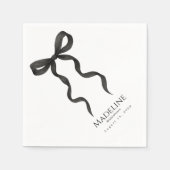 ブラックボウブライダルシャワーナプキンス | カクテルエレガント スタンダードカクテルナプキン (正面)