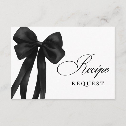 ブラックボウブライダルシャワーレシピ要求 エンクロージャーカード (正面)