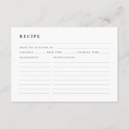 ブラックボウブライダルシャワーレシピ要求 エンクロージャーカード (裏面)