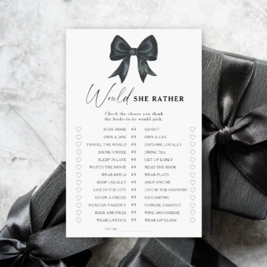 ブラックボウブライダルシャワー彼女はむしろゲーム