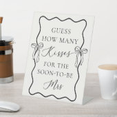 ブラックボウブライダルシャワー推測する数キス 台座サイン (インサイチュ)