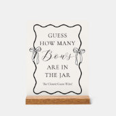 ブラックボウブライダルシャワー数を推測 アクリルサイン (正面)