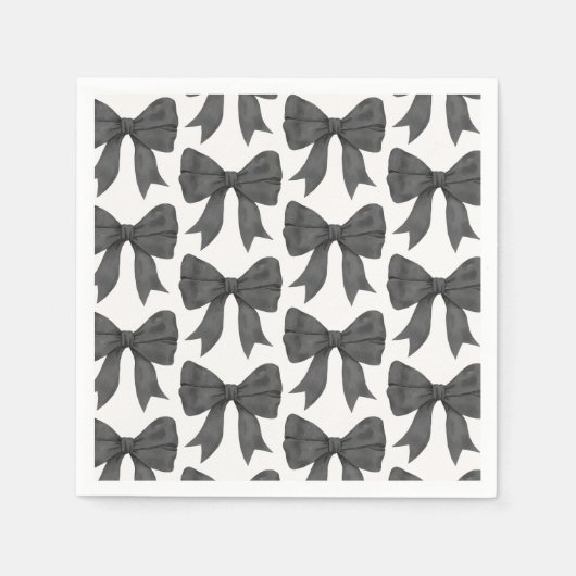 ブラックボウベイビーまたはブライズシャワー、誕生日パーティー スタンダードカクテルナプキン (正面)
