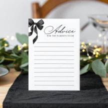 ブラックボウベビーシャワーアドバイスカード