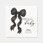 ブラックボウベビーシャワーコケットリボン スタンダードカクテルナプキン (正面)