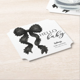 ブラックボウベビーシャワーコケットリボン ペーパーコースター