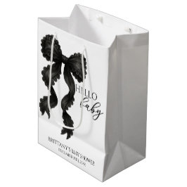 ブラックボウベビーシャワーモダン ミディアムペーパーバッグ