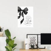 ブラックボウベビーシャワー歓迎サイン ポスター (ホームオフィス)