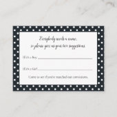 ブラックボウベビー名提案赤ちゃんシャワーゲーム エンクロージャーカード (正面)