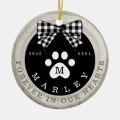 ブラックボウポープリントメモリアルペットフォトウッドスライス セラミックオーナメント (正面)