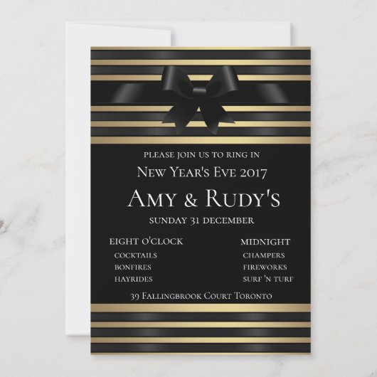 ブラックボウミュージアム ゴールドストライプス フォーマル招待状 招待状 (裏面)