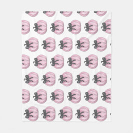 ブラックボウ付きピンクカボチャ フリースブランケット