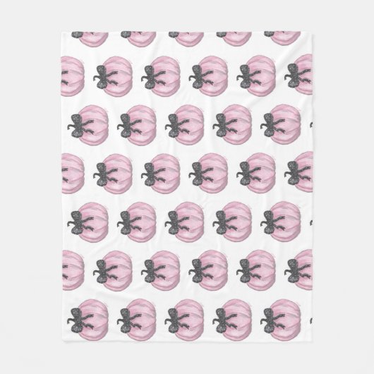 ブラックボウ付きピンクカボチャ フリースブランケット (正面)