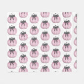 ブラックボウ付きピンクカボチャ フリースブランケット (正面(横))