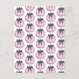 ブラックボウ付きピンクカボチャ ポストカード