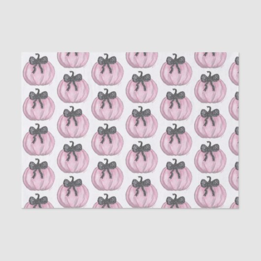 ブラックボウ付きピンクカボチャ 薄葉紙 (正面)