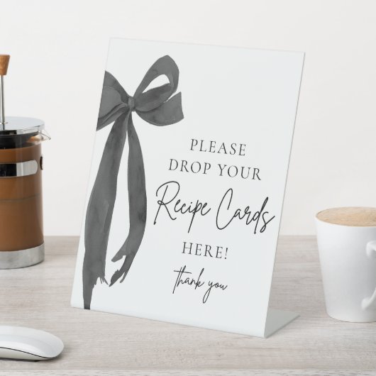 ブラックボウ共有レシピカードブライダルシャワー標識 台座サイン (インサイチュ)