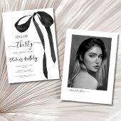 ブラックボウ写真の誕生日30th誕生日パーティー 招待状