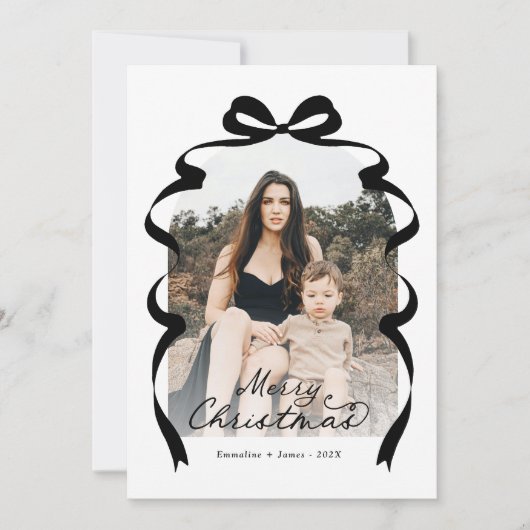 ブラックボウ写真メリークリスマスアーチ シーズンカード (正面)