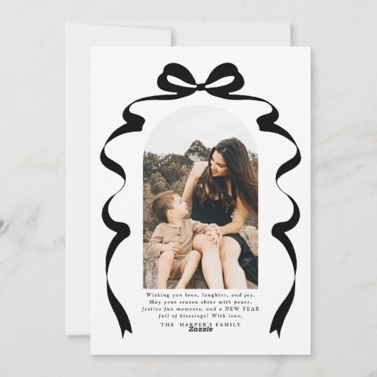 ブラックボウ写真メリークリスマスアーチ シーズンカード (裏面)