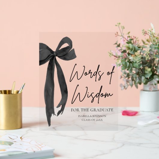 ブラックボウ卒業パーティーアドバイスの英知の言葉 アクリルサイン (ウェディング)