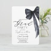 ブラックボウ卒業式、ミニマリストブラックアンドホワイト 招待状 (スタンド正面)