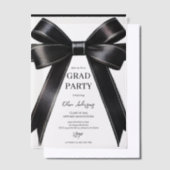 ブラックボウ卒業招待状 | エレガントモダン ベラム紙招待状 (オフセット)