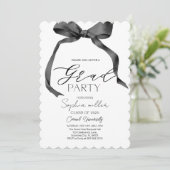 ブラックボウ卒業、ミニマリスト白黒 招待状 (スタンド正面)