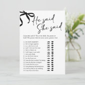 ブラックボウ彼は彼女はブライダルシャワーゲームを言った 招待状 (スタンド正面)