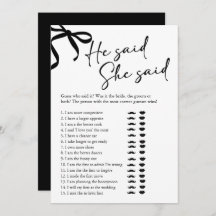 ブラックボウ彼は彼女はブライダルシャワーゲームを言った