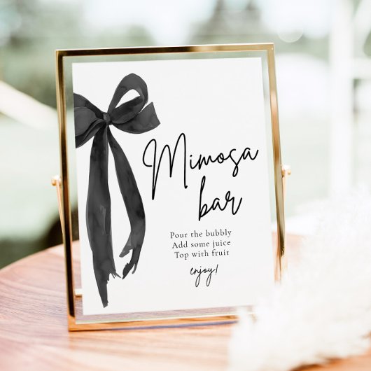 ブラックボウ彼女が結んでいる結び目ミモサバー標識 ポスター