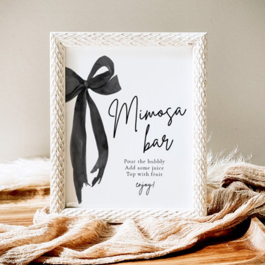 ブラックボウ彼女が結んでいる結び目ミモサバー標識 ポスター