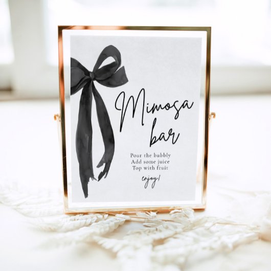 ブラックボウ彼女が結んでいる結び目ミモサバー標識 ポスター