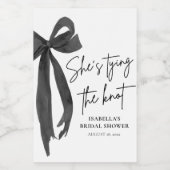 ブラックボウ彼女は結び目のブライダルシャワーミニ ワインラベル (シングルラベル)