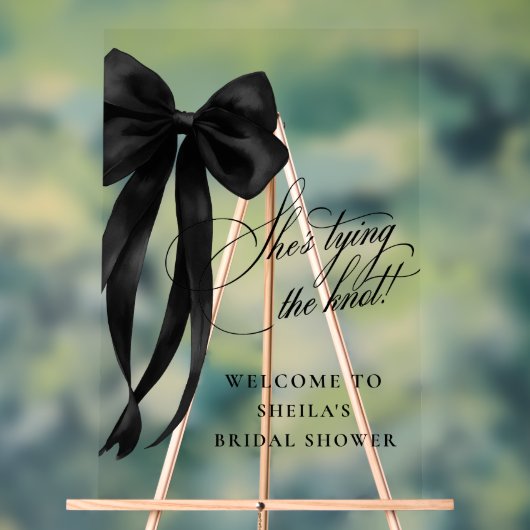 ブラックボウ彼女は結び目のブライダルシャワー アクリルサイン (ニュートラル)