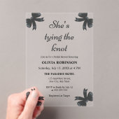 ブラックボウ彼女は結び目のブライダルシャワー アクリル招待状 (インサイチュ (ポータブル))