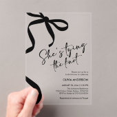 ブラックボウ彼女は結び目のブライダルシャワー アクリル招待状 (インサイチュ (ポータブル))