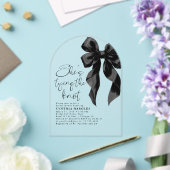 ブラックボウ彼女は結び目のブライダルシャワー アクリル招待状 (インサイチュ (ウェディング))