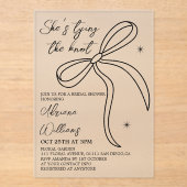 ブラックボウ彼女は結び目のブライダルシャワー アクリル招待状 (正面)