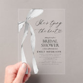 ブラックボウ彼女は結び目のブライダルシャワー アクリル招待状 (インサイチュ (ポータブル))