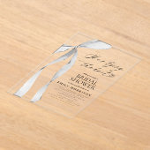 ブラックボウ彼女は結び目のブライダルシャワー アクリル招待状 (レイダウン)