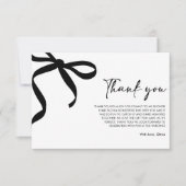 ブラックボウ彼女は結び目のブライダルシャワー サンキューカード (正面)