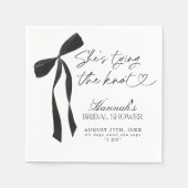 ブラックボウ彼女は結び目のブライダルシャワー スタンダードカクテルナプキン (正面)