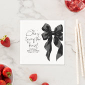 ブラックボウ彼女は結び目のブライダルシャワー スタンダードカクテルナプキン (インサイチュ)