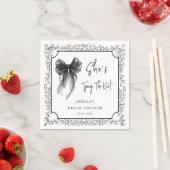 ブラックボウ彼女は結び目のブライダルシャワー スタンダードカクテルナプキン (インサイチュ)