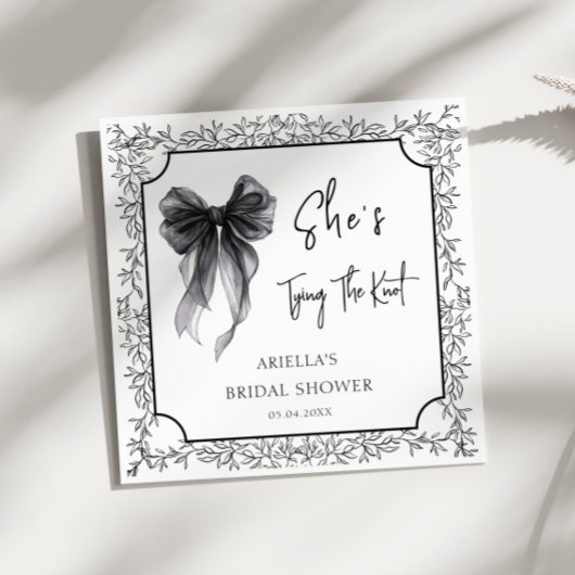 ブラックボウ彼女は結び目のブライダルシャワー スタンダードカクテルナプキン